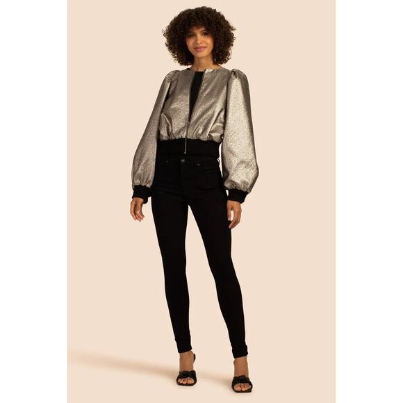 Trina Turk Silver Bomber Jacket - Picture 4 of 10